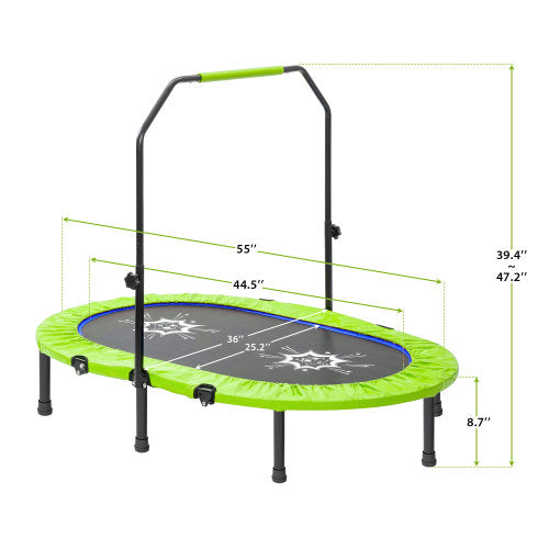 Parent-Child Twin Trampoline with Adjustable Handrail and Safety Cover, Mini Kids Trampoline for Two Kids