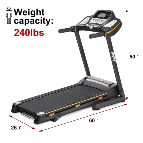 Folding Electric Treadmill Motorized Running Machine with Manual Incline and Hydraulic Rod Mechanism