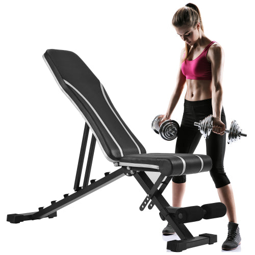 Adjustable Flat Incline Weight Bench, Utility Weight Bench, Exercise Fitness Bench for Body Workout