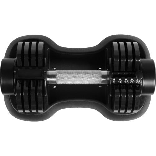 Adjustable Dumbbell 25 lbs with Fast Automatic Adjustable and Weight Plate for Body Workout Home Gym, black, Note: Single