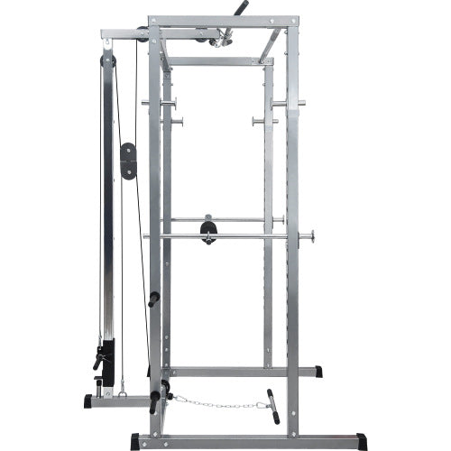 Multi-Function Power Cage with Lat Pull-Down and Low Row Home Gym Equipement Olympic Squat Cage for Weight Training
