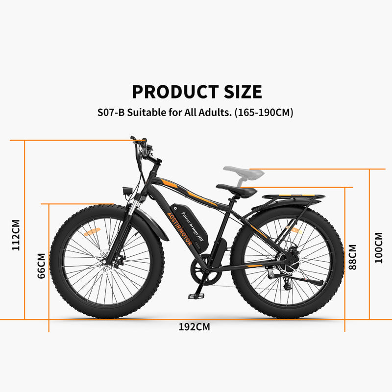 26" 750W Electric Bike Fat Tire P7 for Adults with Detachable Rear Rack Fender